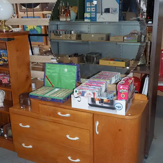 oak deco 3 drawer 1 door mirror back dresser H1600 W1210 D380