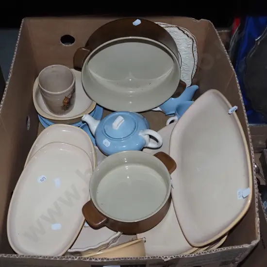 box; Teal steak plate, Temuka baking dishes 