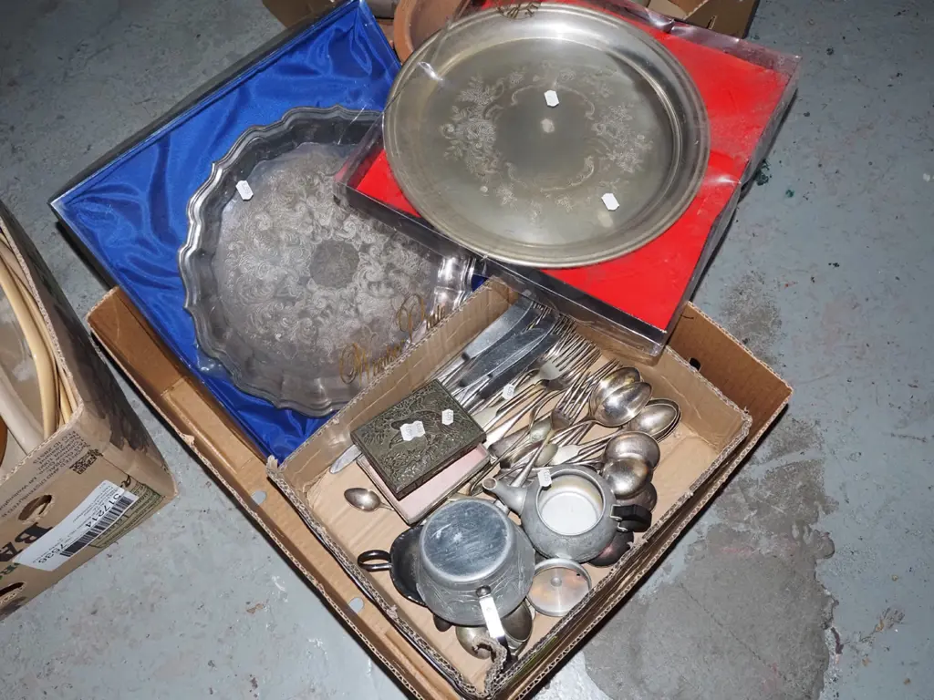 cutlery, plated trays, cornation teapot etc Image 1++