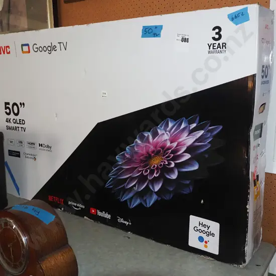 boxed as new JVC 50" 4K QLED TV