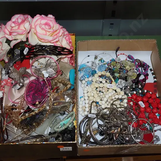 2x boxes of costume jewellery - orange dots