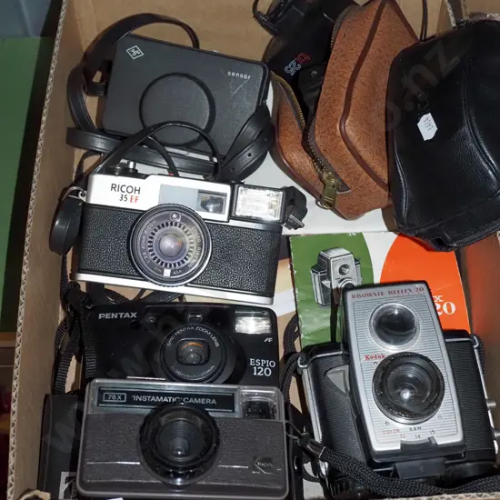 box; various cameras etc