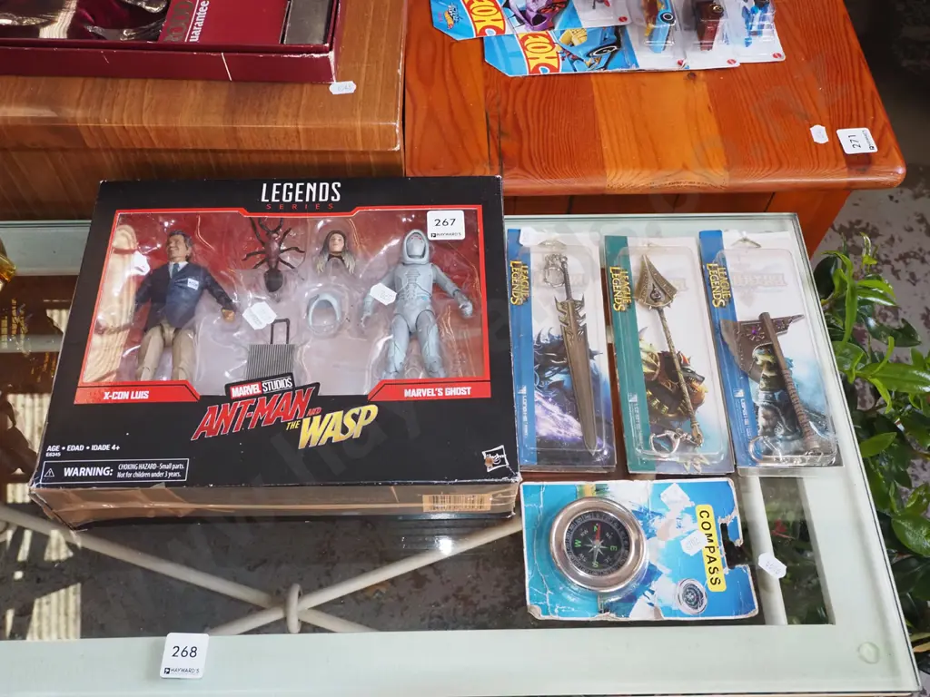boxed Legends Antman and Wasp figurines, League of Legends Sword etc Image 1++