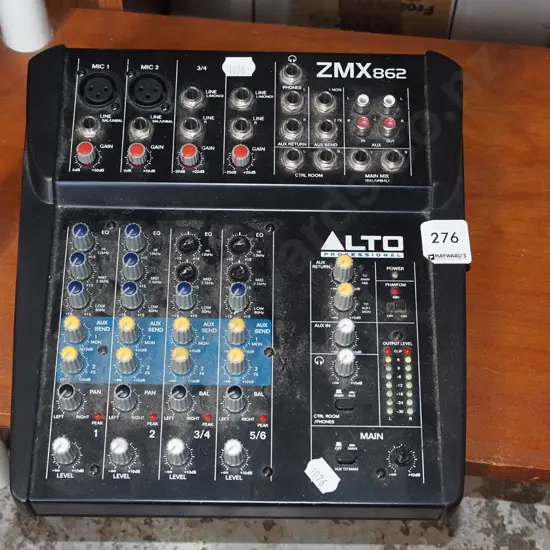 small Alto ZMX 862 audio mixer - as-is, no returns - damaged knobs, no power supply