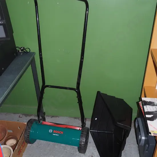 as new Bosch push mower and catcher