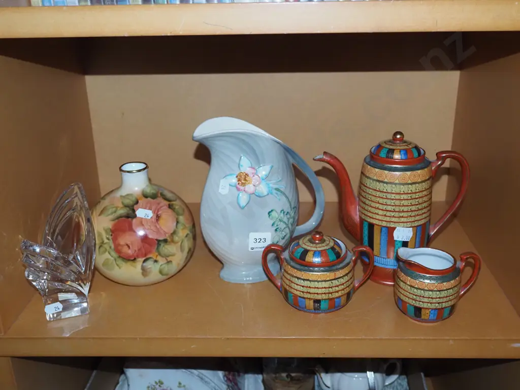 floral vase, crystal candlestick, creamer, sugar etc coffee pot missing lid Image 1++