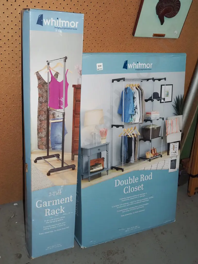 boxed as new double rod closet, 2 tier garment rack Image 1++