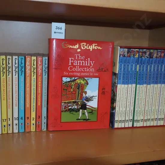 shelf of Enid Blyton books