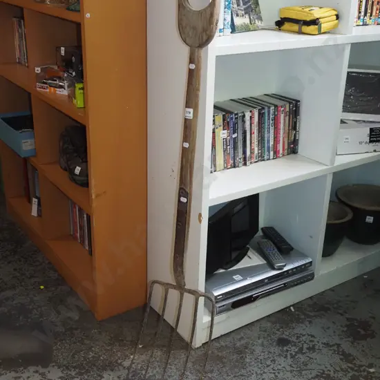 vintage wooden handled garden fork