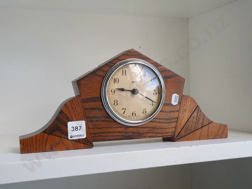 wood cased deco mantle clock Image 1++