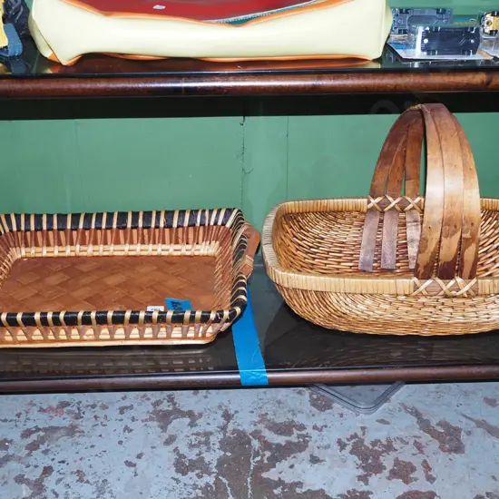 cane basket and tray