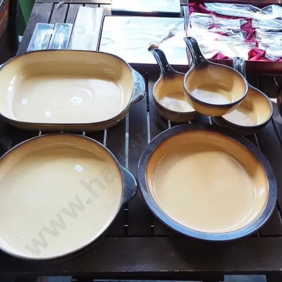 Teal items; baking dishes, soup bowls