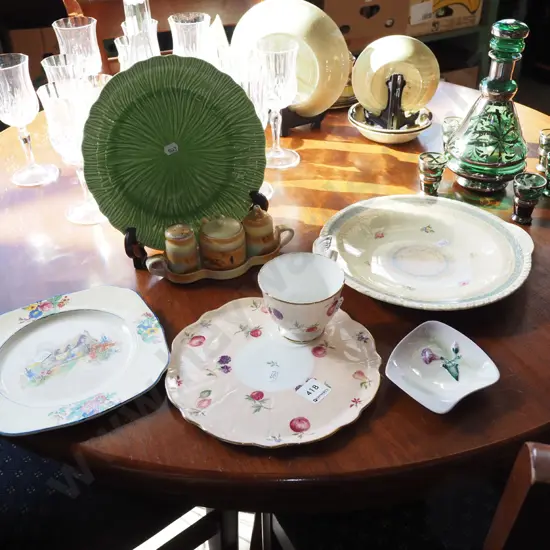 condiment set, various plates, Aynsley tennis set,small  Carlton ware dish