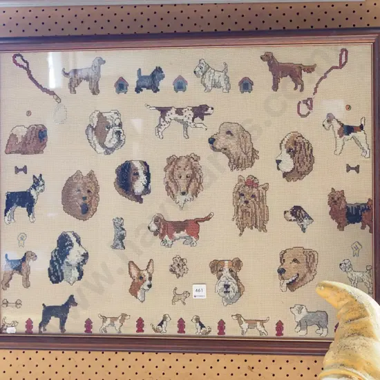 framed needlework - dogs