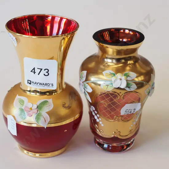 2x Venetian glass bud vases H110