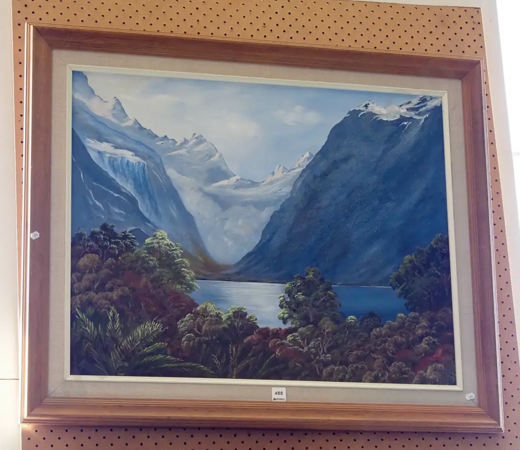 framed oil - lake and mounrtian Image 1++