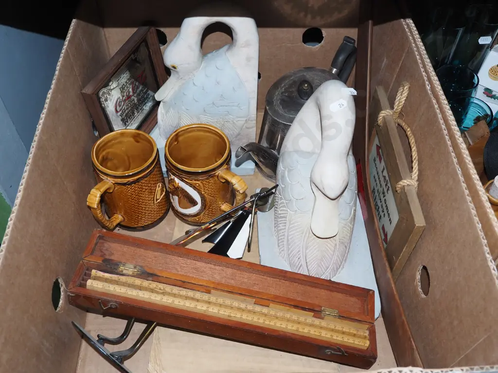 swan themed bookends, beer tankards, boomerang etc Image 1++