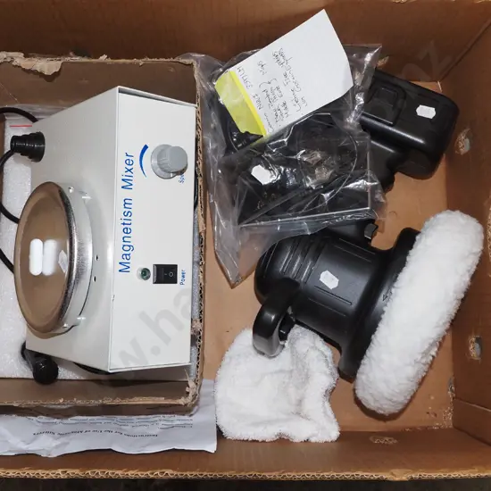 box; battery powered car polisher, magnetic stirrer