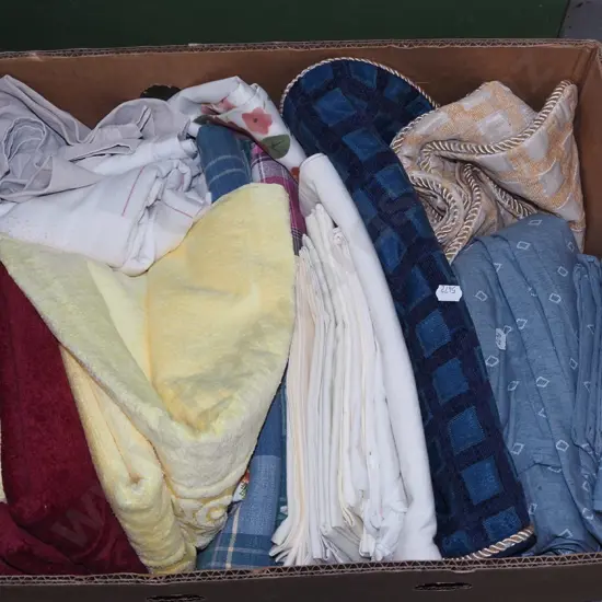box; tea towels, towels, linen etc