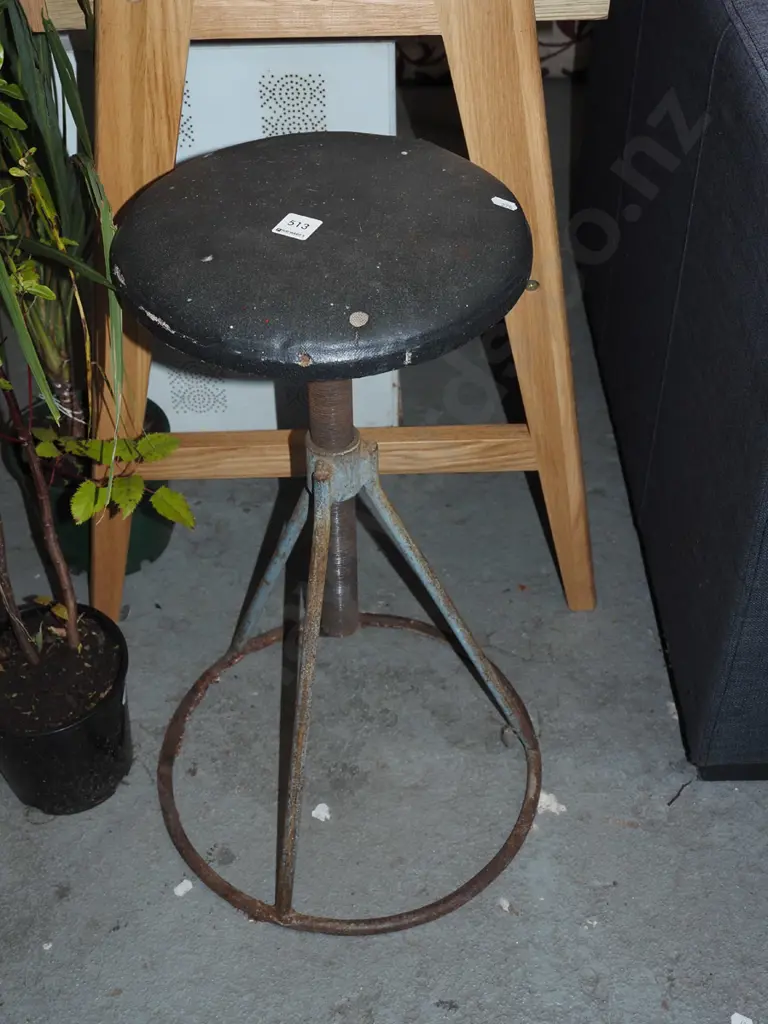 vintage vinyl top stool - rip s to vinyl Image 1++