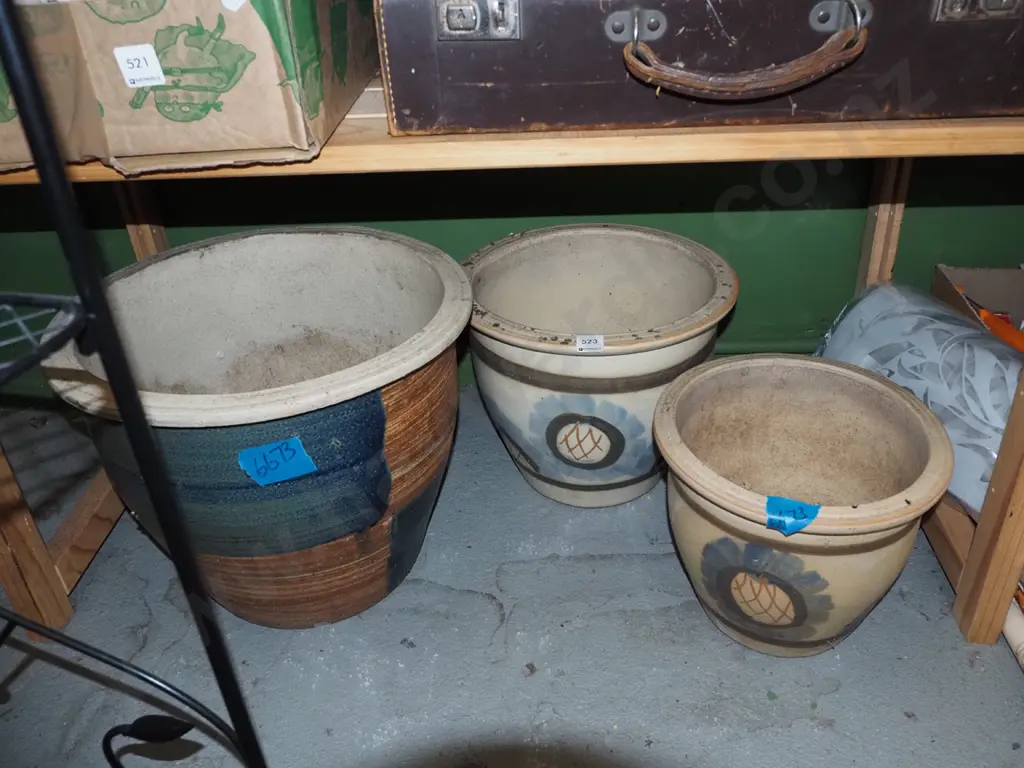 3x glazed garden planters Largest H310 Image 1++