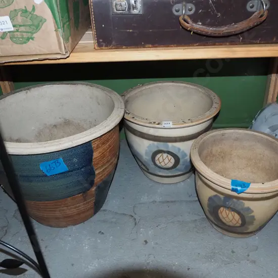 3x glazed garden planters Largest H310