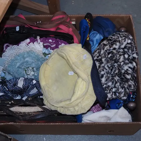 box; hats, handbags etc