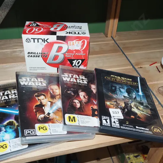 black tape cassettes, DVDs