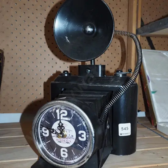 camera themed mantle clock