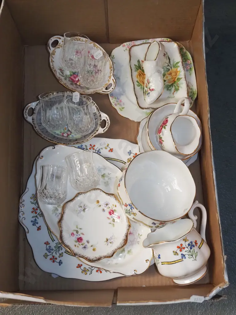 box; Royal albert Creamer, sugar, cake plate, dishes etc Image 1++