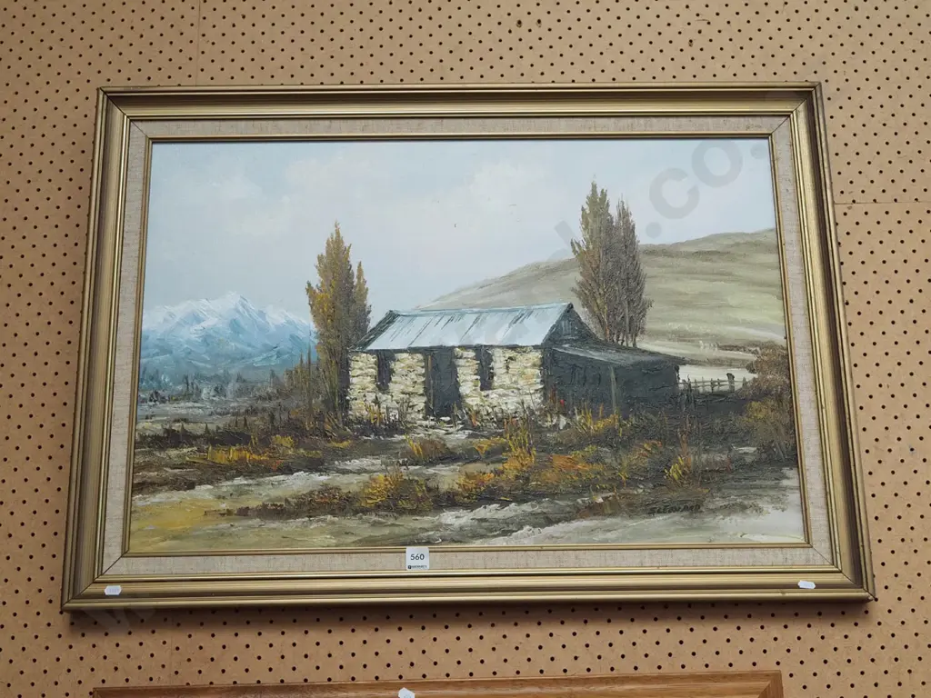 framed oil - stone cottage Image 1++