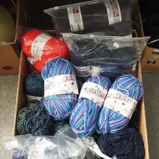 box of knitting yarn