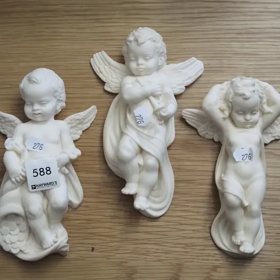 3x composite Italian wall mounted cherubs