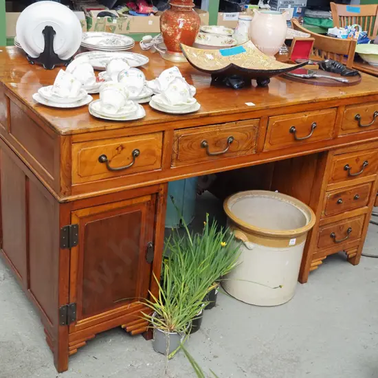 Asian solid wood partners desk with 16 drawers and 2 doors H810 W1390 D880