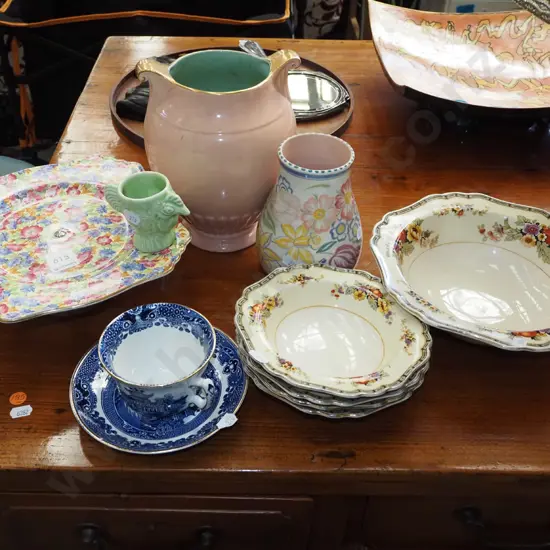 Royal Winton floral cake stand, sweet set, Poole vase etc