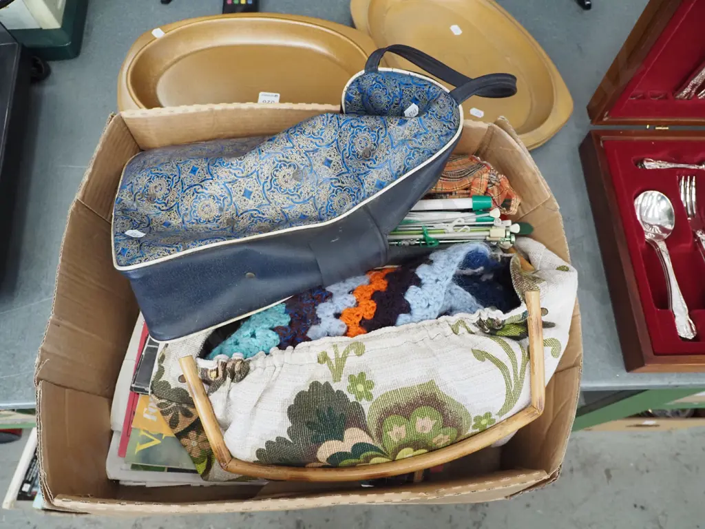 box; knitting bag, crochet blankets, patterns etc Image 1++