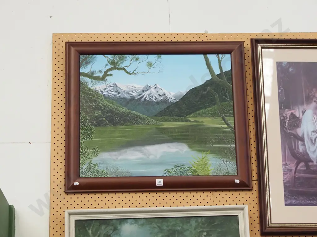 framed oil - lake and mountain scene Image 1++