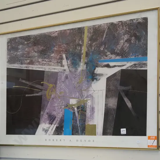 framed Robert A Devoe abstract print - marks - needs a clean