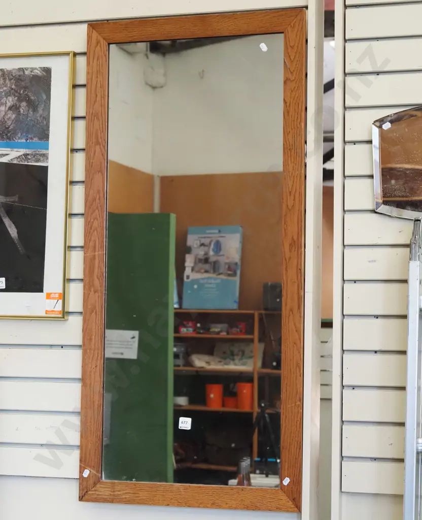 oak framed wall mirror H1000 Image 1++