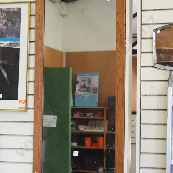 oak framed wall mirror H1000