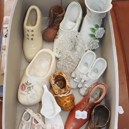 box; ceramic and glass shoes