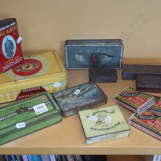 tobacco tins, match boxes