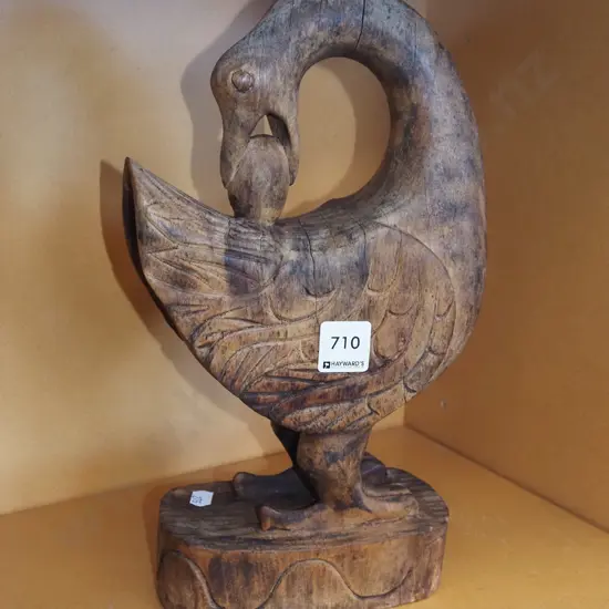 carved wooden bird figurine H320