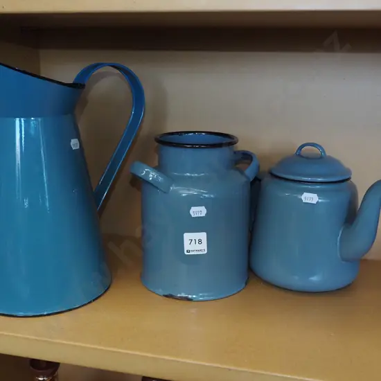 enamel jug, teapot, mini milkcan