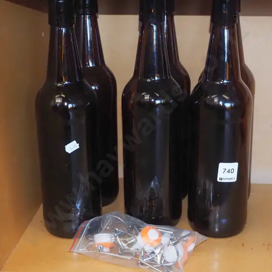 6x brown self sealing beer bottles