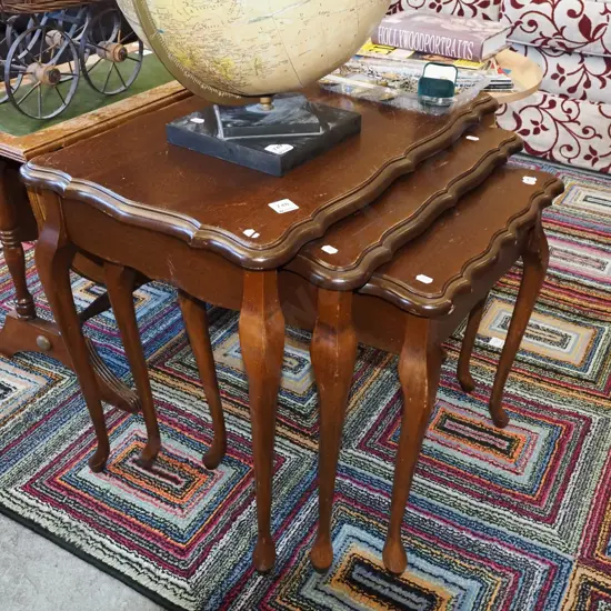 mahogany  veneer nest of 3 tables