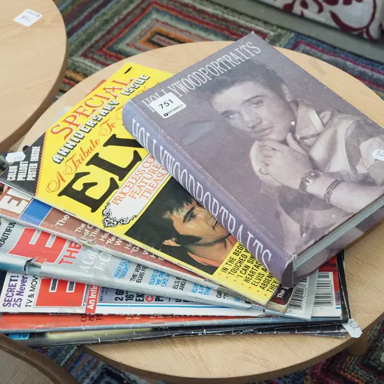 Elvis box, casters, magazines