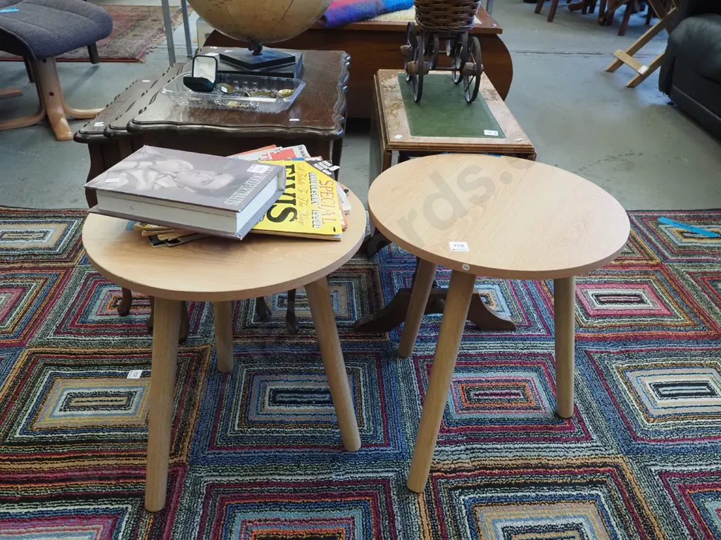 pair of matching mdf faux wood veneer wine table Image 1++