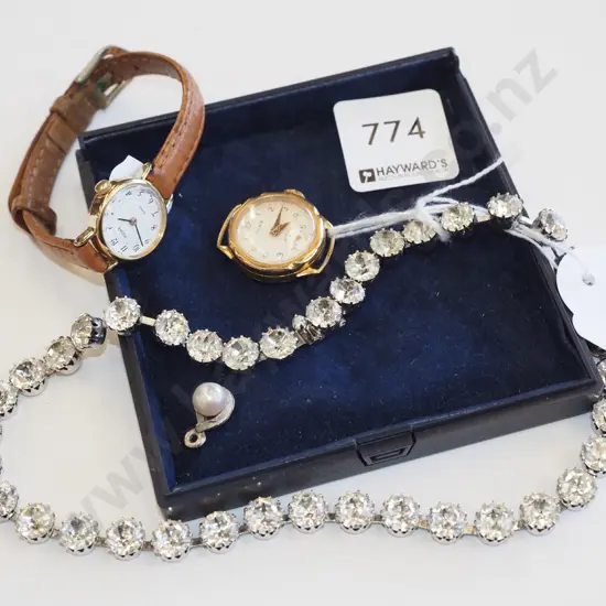 necklace, 2 wristwatches - 1 missing strap