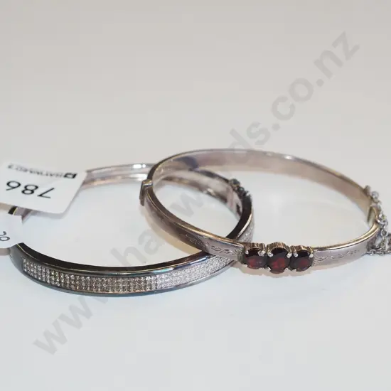 garnet and sterling silver bracelet, white stone sterlig silver bracelet